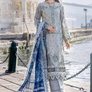 ADAN LIBAS Lawn Cotton Chikankari Suit with Silk Dupatta – Unstitch